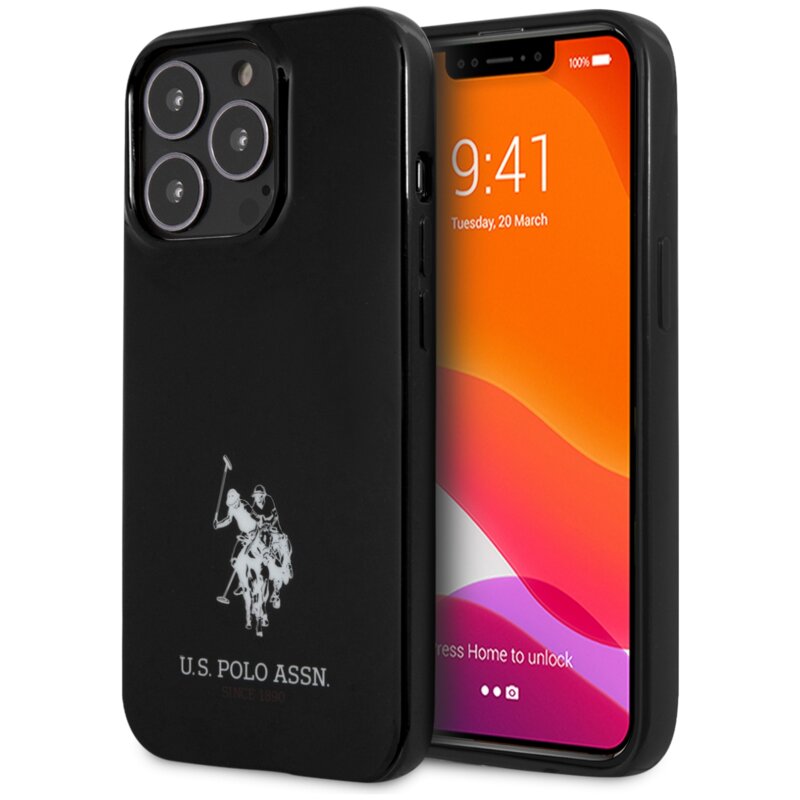 Etui US POLO ASSN Horses Logo do Apple iPhone 13 Pro Czarny