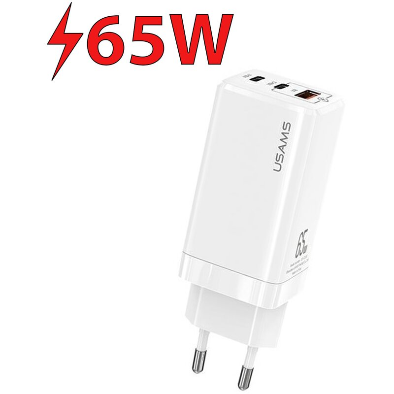 Ładowarka sieciowa USAMS T33 CC110TC02 65W Biały ładowarka do telefonu USB, USB-C