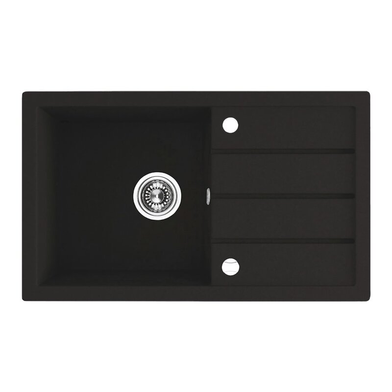 Zlewozmywak jednokomorowy z ociekaczem LAVEO Trzynastka SBP 711T Czarny 48x79