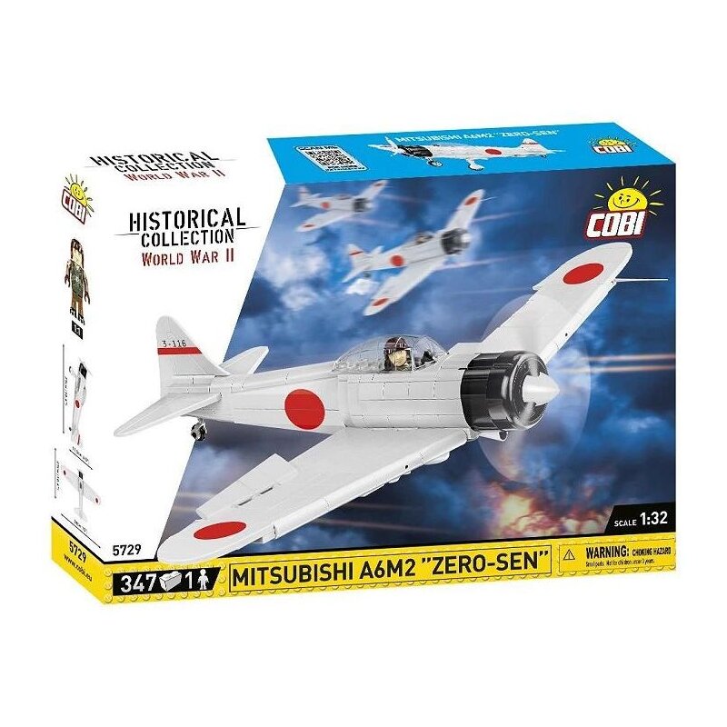Klocki plastikowe COBI Historical Collection World War II Mitsubishi A6M2 Zero-Sen COBI-5729