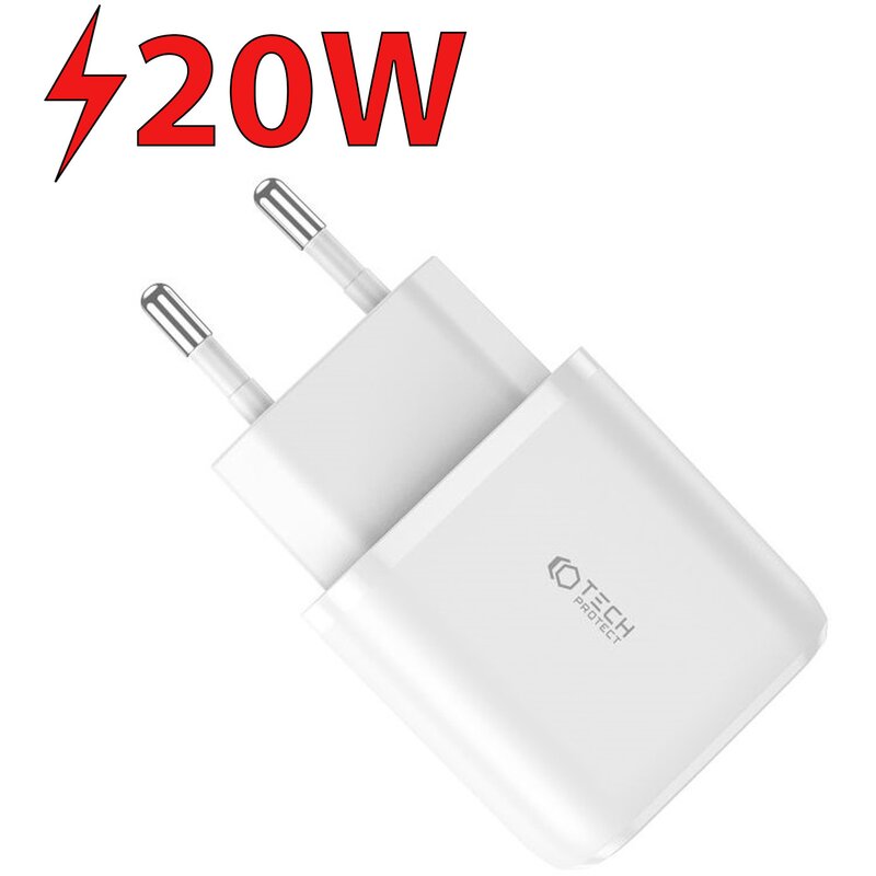 Ładowarka sieciowa TECH-PROTECT C20W 20W Biały ładowarka do telefonu USB, USB-C