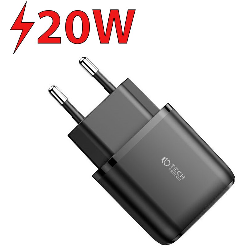 Ładowarka sieciowa TECH-PROTECT C20W 20W Czarny ładowarka do telefonu USB, USB-C