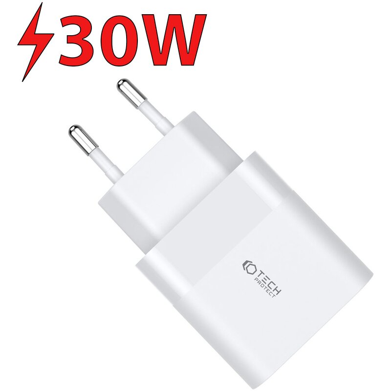 Ładowarka sieciowa TECH-PROTECT C30W 30W Biały ładowarka do telefonu USB, USB-C