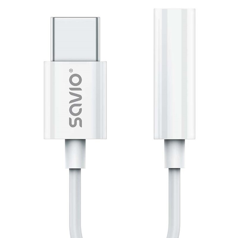 Savio AK-51 USB-C- jack 3,5mm Biały