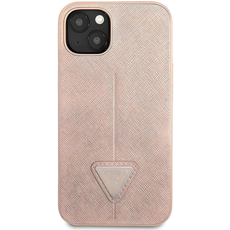 Etui GUESS Saffiano Triangle Logo do Apple iPhone 13 Mini Różowy
