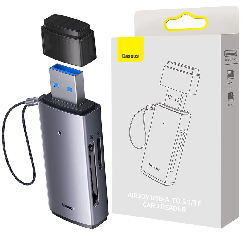 Czytnik kart pamięci BASEUS Lite Series SD/MicroSD USB-A 3.0 Szary
