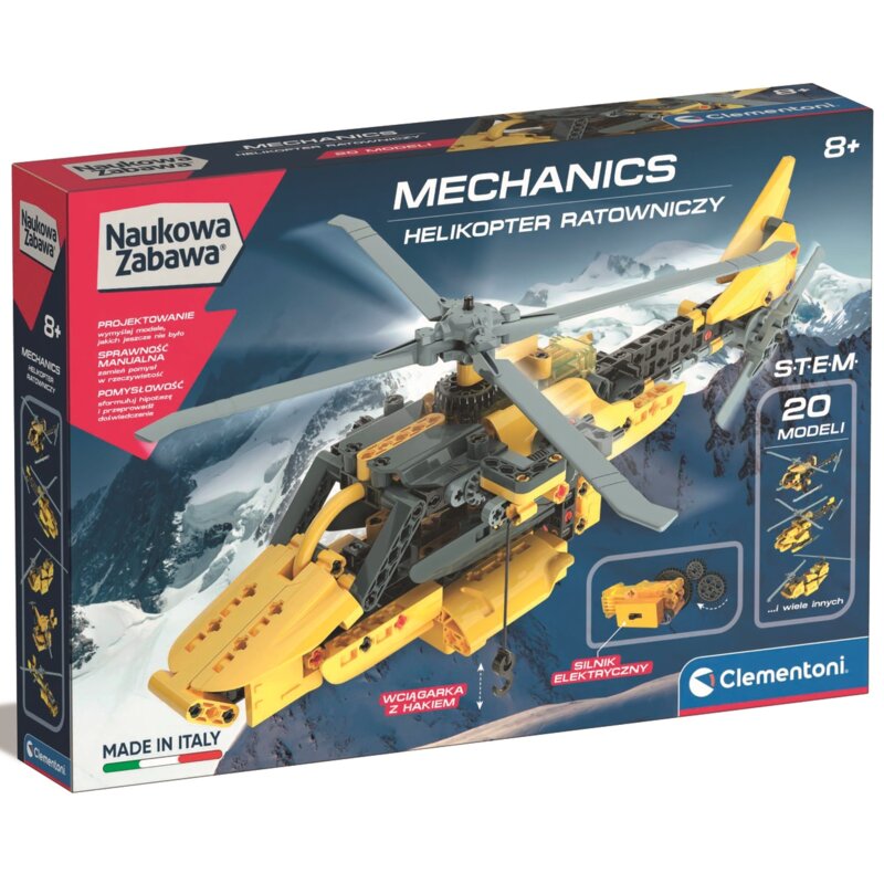 Klocki plastikowe CLEMENTONI Naukowa zabawa Mechanics Helikopter ratunkowy 50687