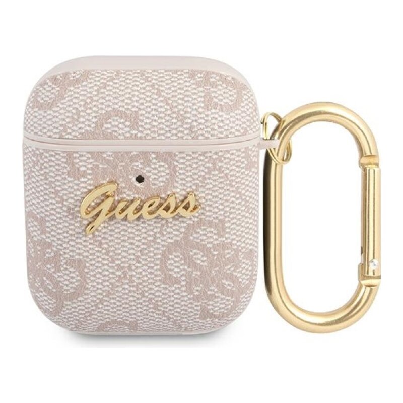 Etui na słuchawki GUESS 4G Script Metal Collection do Apple AirPods 1/2 Różowy