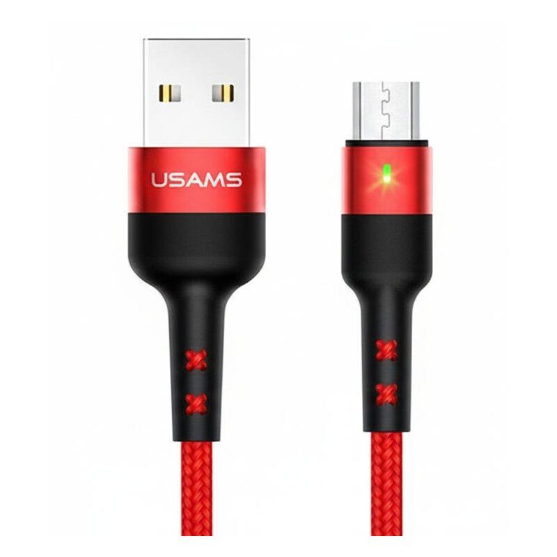 USAMS Kabel pleciony U26 USB-C 1m 3A Fast Charging czerwony