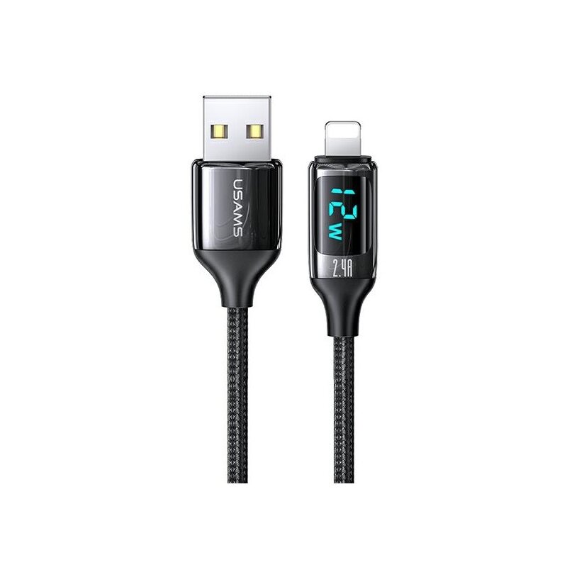 Kabel USB - Lightning USAMS SJ543USB01 z wyświetlaczem LCD 1.2m Czarny