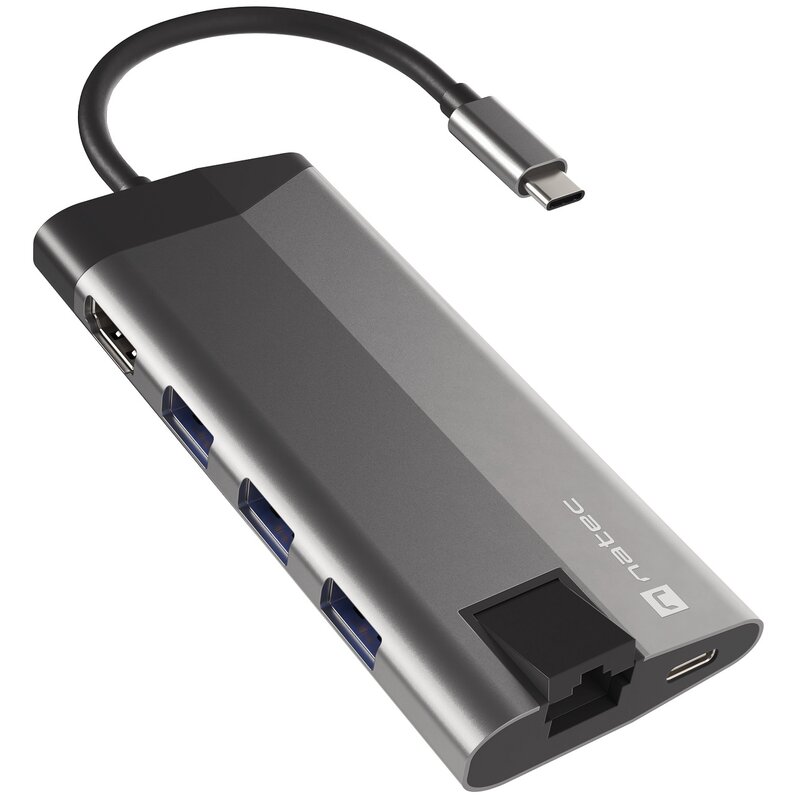 Natec Stacja dokująca Multiport Fowler Plus USB-C PD, 3x USB 3.0, HDMI 4K, RJ45, SD, micro SD
