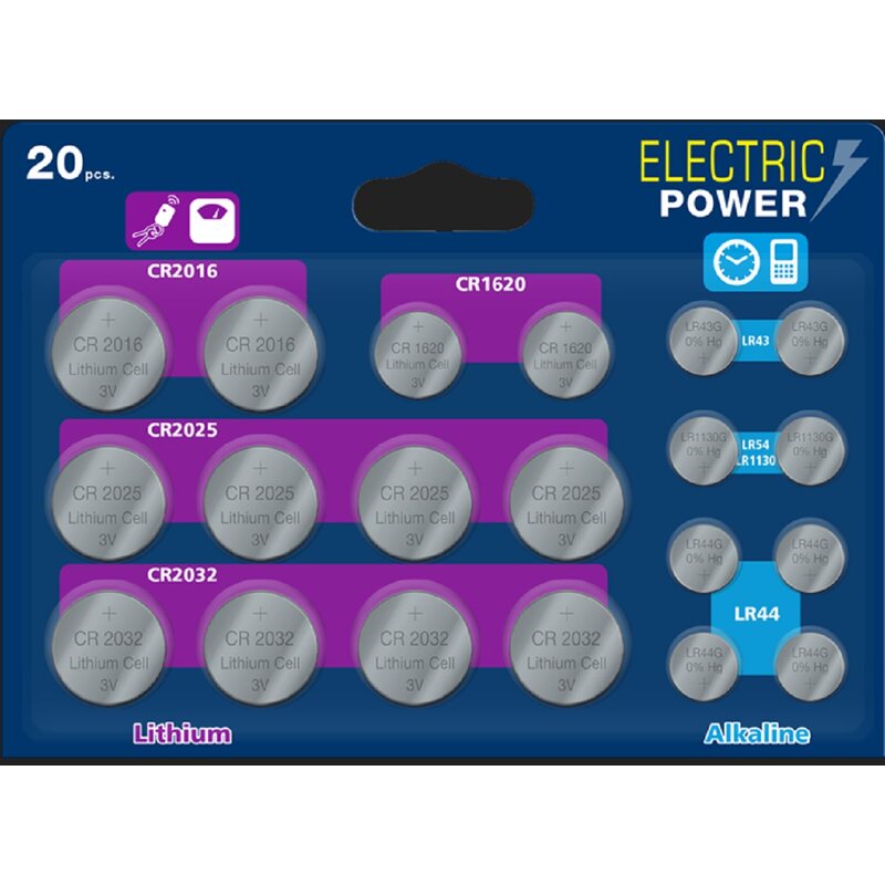 Baterie CR2032/CR2025/CR2016/CR1620/LR44/LR54/LR43 VARTA (20 szt.)