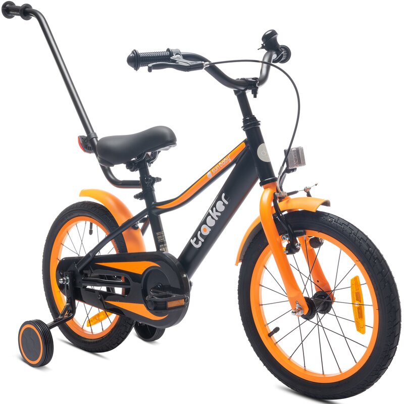 Rower dziecięcy SUN BABY Tracker 16 cali Czarno-pomarańczowy Wzrost: 100-120 cm Wiek: 4-6 lat