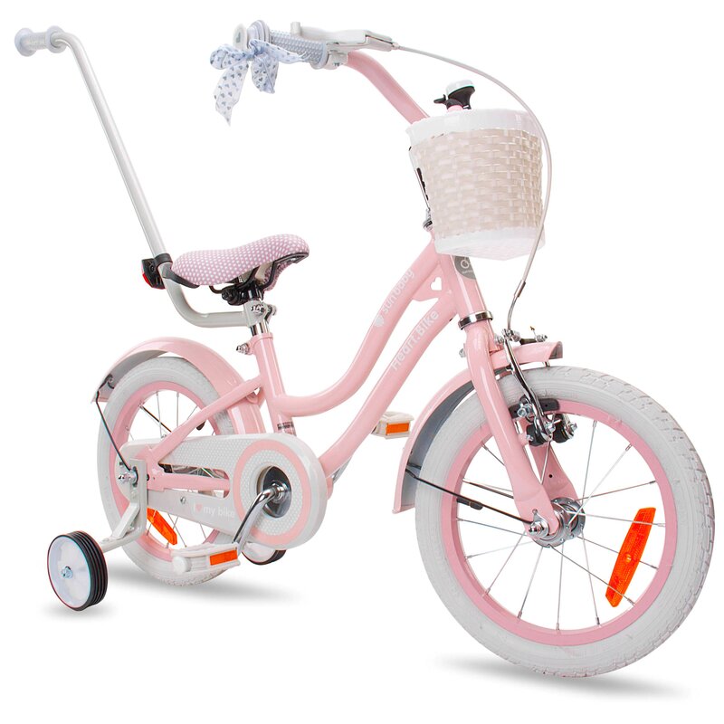 Rower dziecięcy SUN BABY Heart Bike Silver Moon 14 cali Różowy Wzrost: 95-110 cm Wiek: 3-5 lat