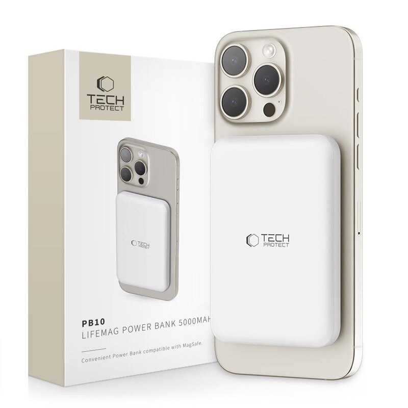 Powerbank TECH-PROTECT PB10 LifeMag MagSafe 5000 mAh 15W Biały
