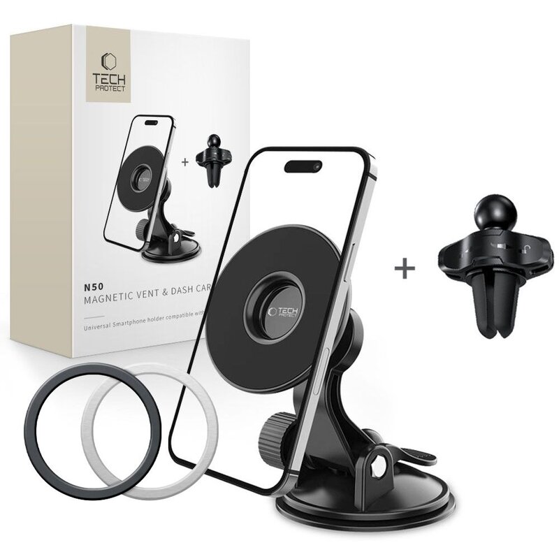 Uchwyt na telefon TECH-PROTECT N50 MagSafe DashBoard & Vent Czarny