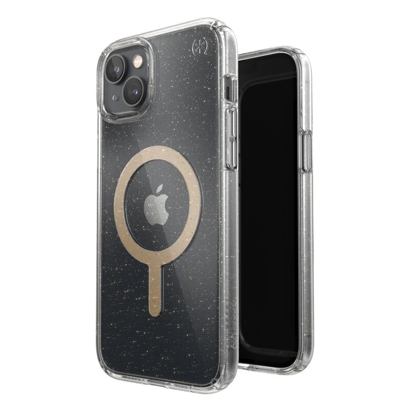 Etui SPECK Presidio Perfect-Clear Glitter MagSafe do Apple iPhone 14 Plus Przezroczysto-złoty