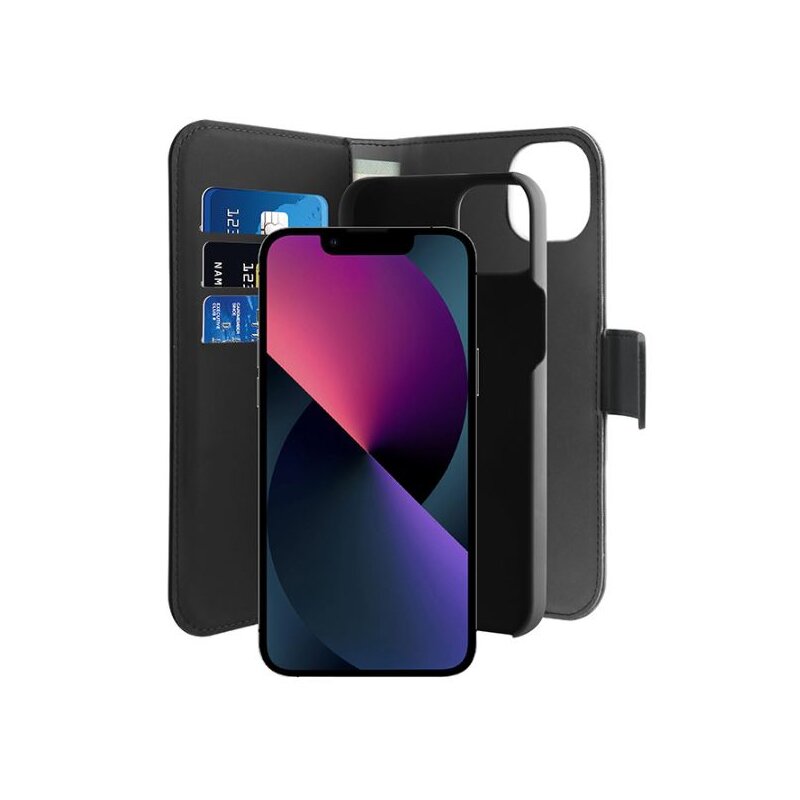 Etui PURO Wallet Detachable 2w1 do iPhone 14 Plus Czarny