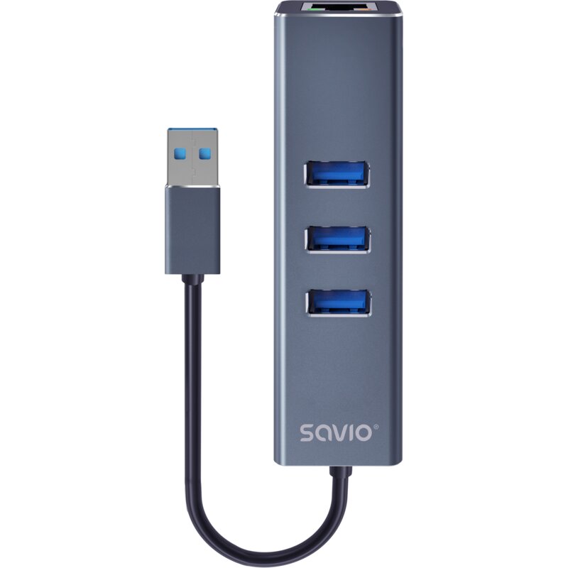 SAVIO AK-58 3-PORTOWY HUB USB-A Z ADAPTEREM RJ-45