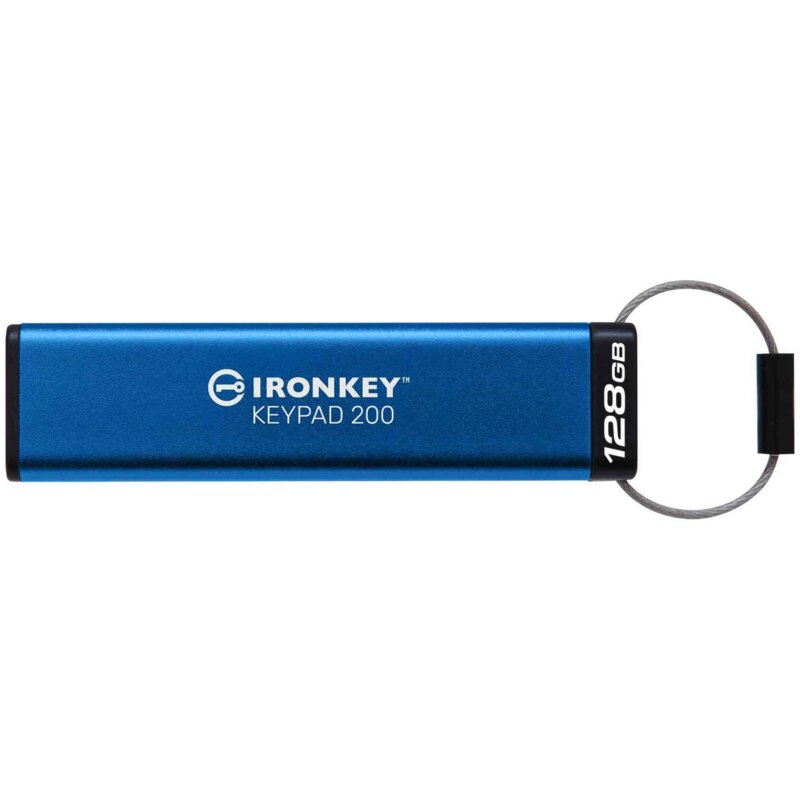 Pendrive KINGSTON IronKey Keypad 200 128GB, USB 3.2 Gen. 1 (USB 3.0), Odczyt 145 Mb/s, Zapis 115 Mb/s Niebieski