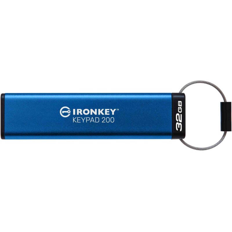 Pendrive KINGSTON IronKey Keypad 200 32GB, USB 3.2 Gen. 1 (USB 3.0), Odczyt 145 Mb/s, Zapis 115 Mb/s Niebieski