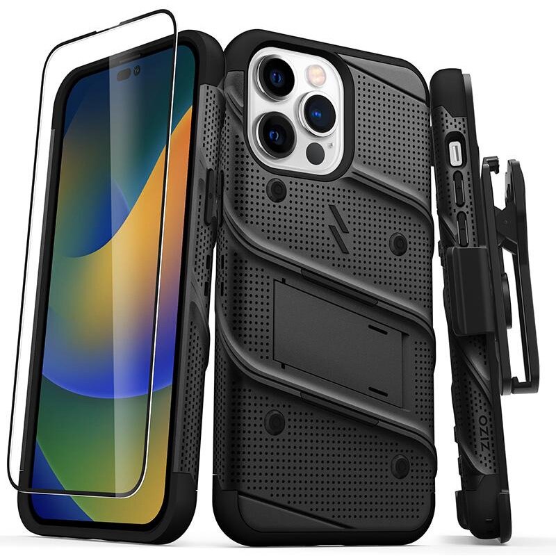Etui ZIZO Bolt do Apple iPhone 14 Pro Max Czarny + Szkło hartowane 9H