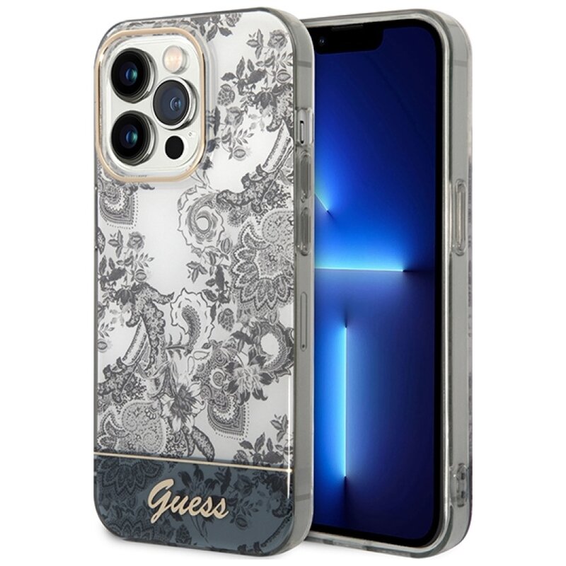 Etui GUESS Porcelain Collection do Apple iPhone 14 Pro Szary
