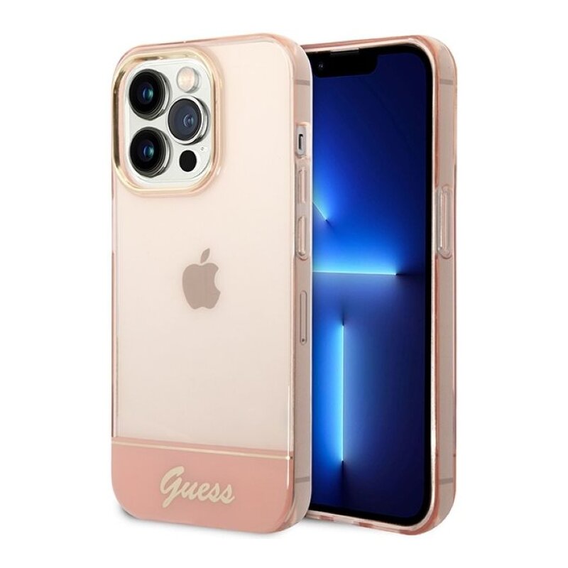 Etui GUESS Translucent do Apple iPhone 14 Pro Przezroczysto-różowy