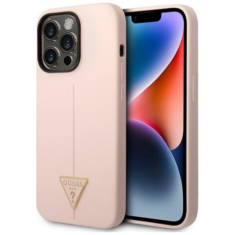 Etui GUESS Silicone Triangle do Apple iPhone 14 Pro Różowy