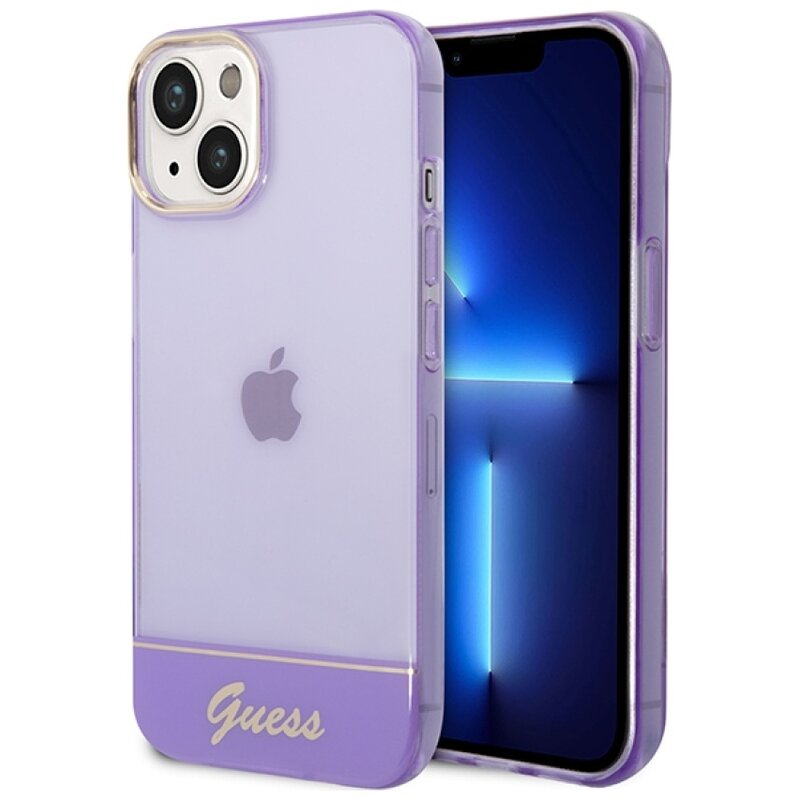 Etui GUESS Translucent Pearl Strap do Apple iPhone 14 Przezroczysto-fioletowy