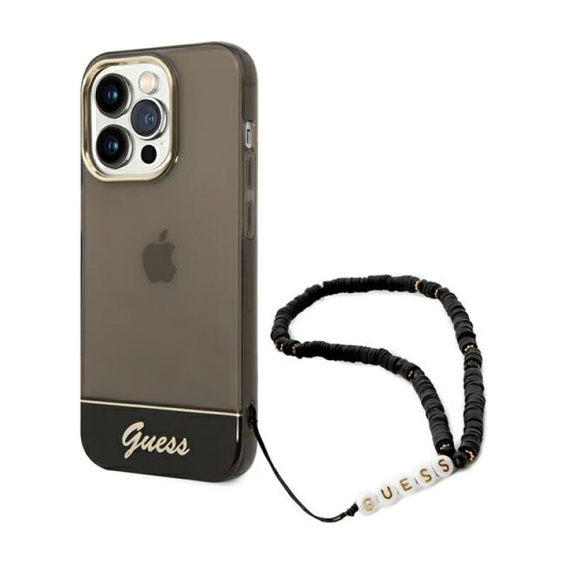 Etui GUESS Translucent Pearl Strap do Apple iPhone 14 Pro Max Czarny