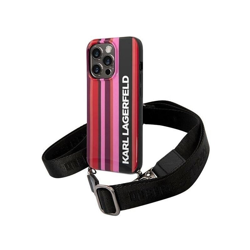 Etui KARL LAGERFELD Color Stripes Strap do Apple iPhone 14 Pro Różowy