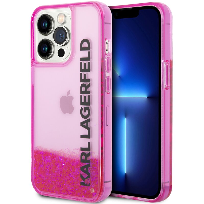 Etui KARL LAGERFELD Liquid Glitter Elong do Apple iPhone 14 Pro Różowy