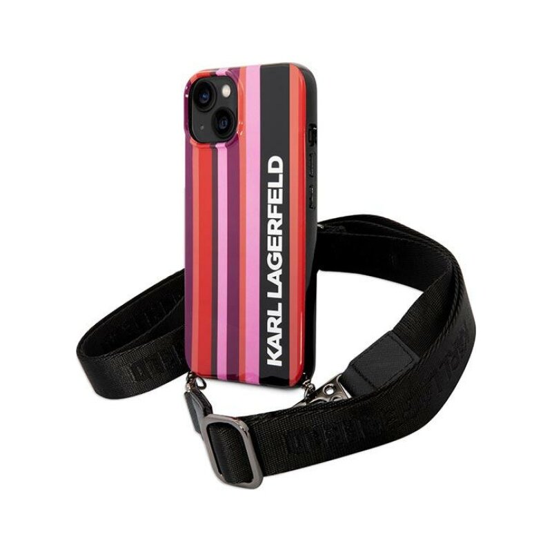 Etui KARL LAGERFELD Color Stripes Strap do Apple iPhone 13/14/15 Różowy