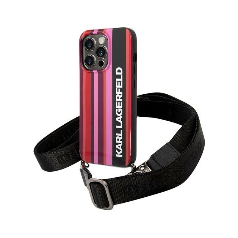 Etui KARL LAGERFELD Color Stripes Strap do Apple iPhone 14 Pro Max Różowy