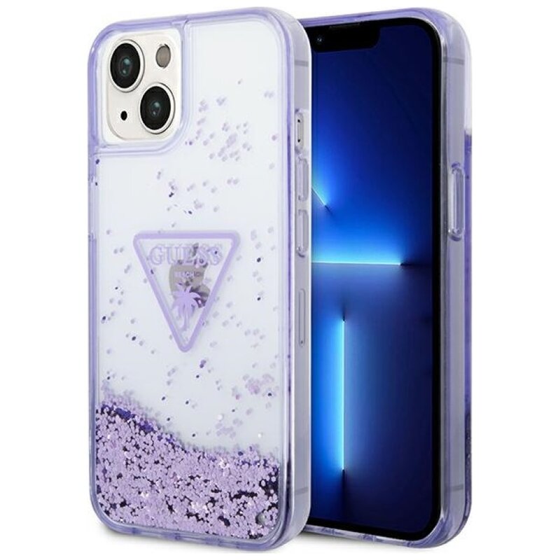 Etui GUESS Liquid Glitter Palm Collection do Apple iPhone 14 Plus Fioletowy