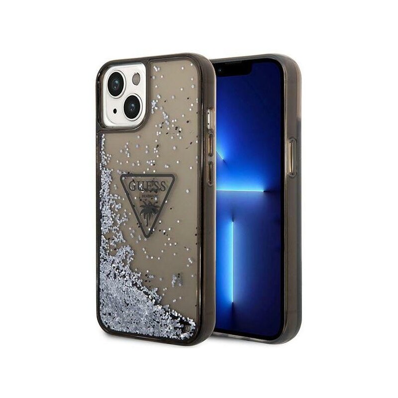 Etui GUESS Liquid Glitter Palm Collection do Apple iPhone 14 Plus/15 Plus Czarny