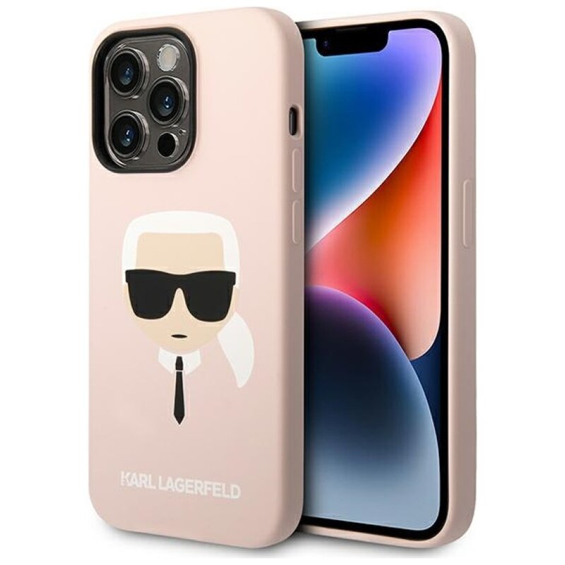 Etui KARL LAGERFELD Silicone Karl's Head do Apple iPhone 14 Pro Różowy