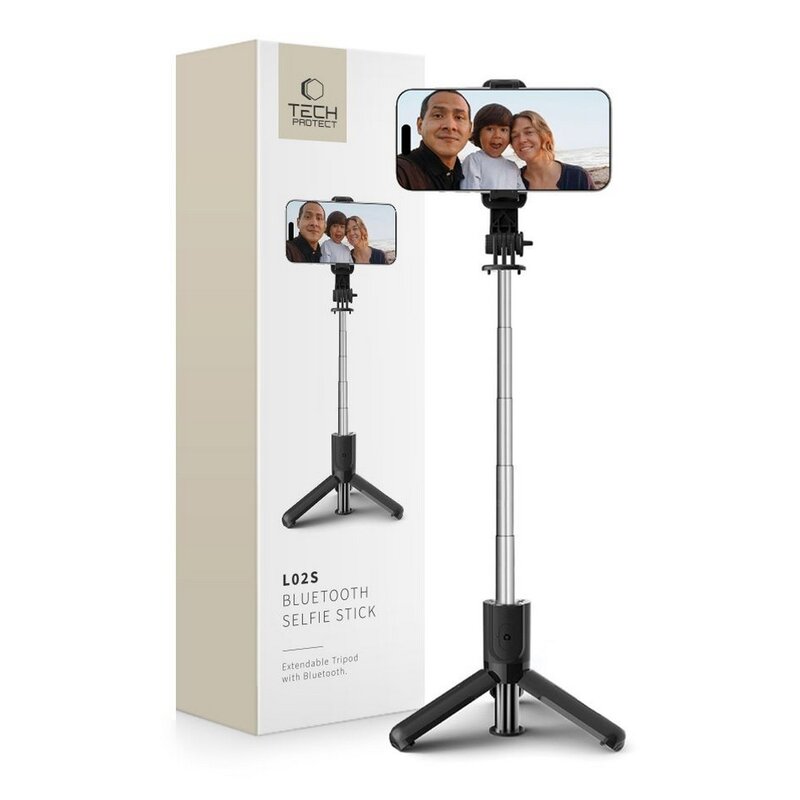Uchwyt selfie TECH-PROTECT L02S Bluetooth Tripod Czarny