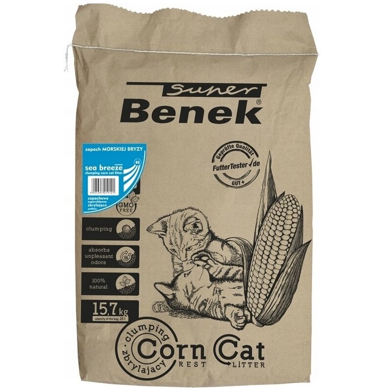 Żwirek dla kota SUPER BENEK Corn Cat Morska Bryza 25 l