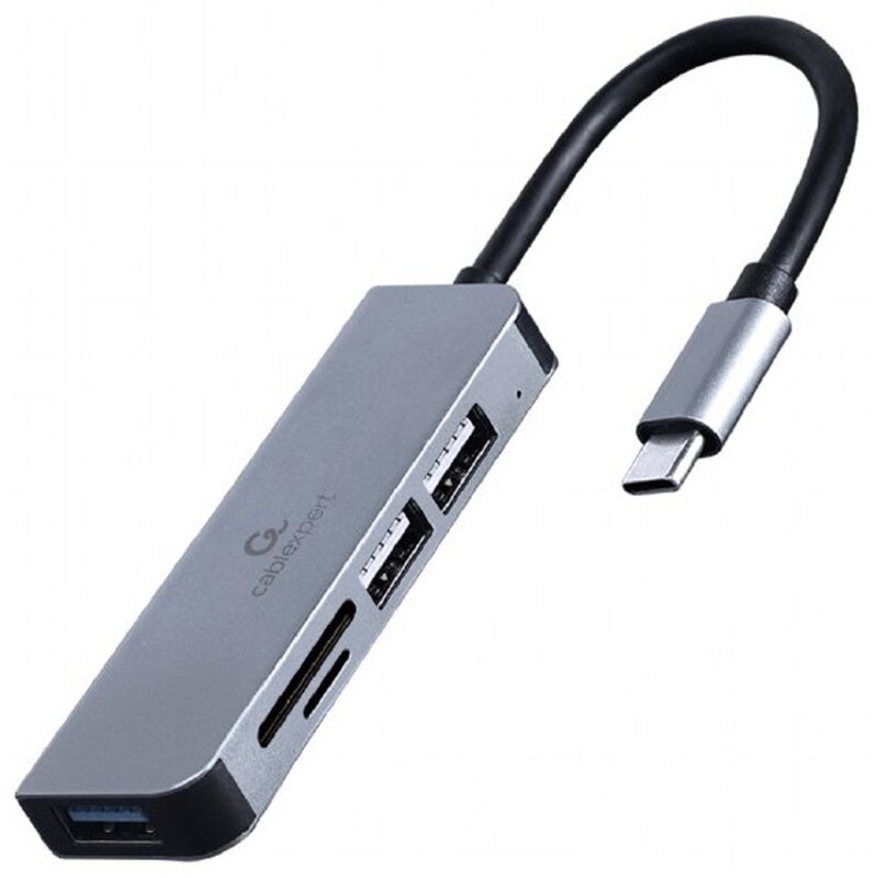 Gembird 3-portowy HUB USB typu C (USB 3.1 + USB 2.0) czytnik kart