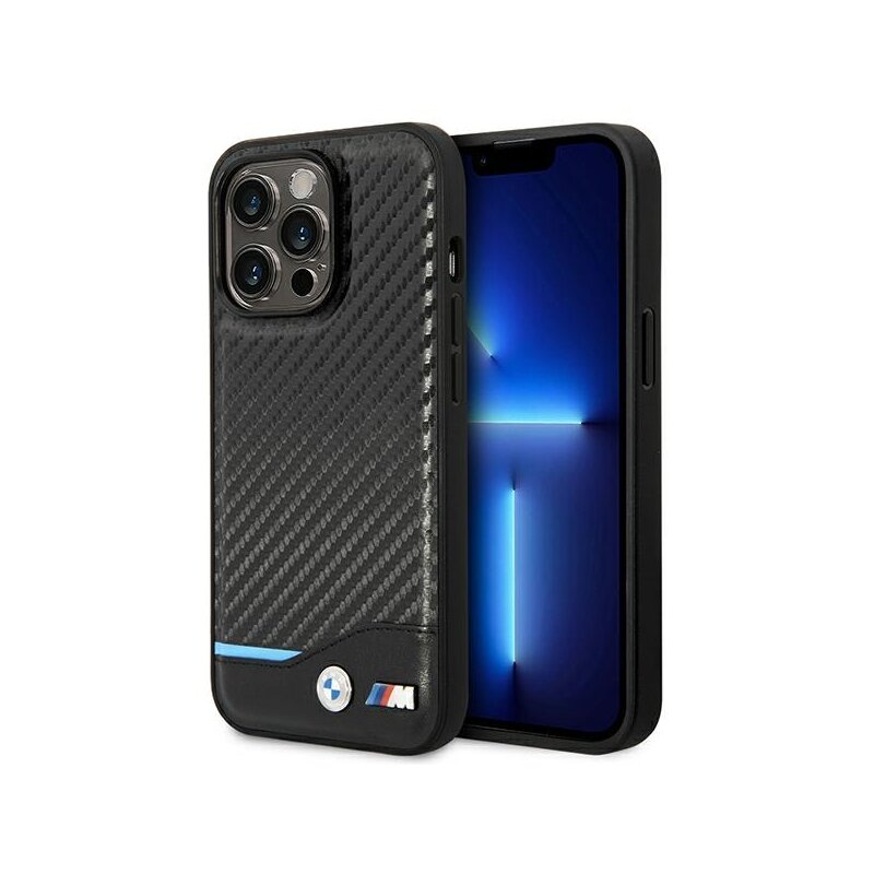 Etui BMW Leather Carbon do Apple iPhone 14 Pro Czarny