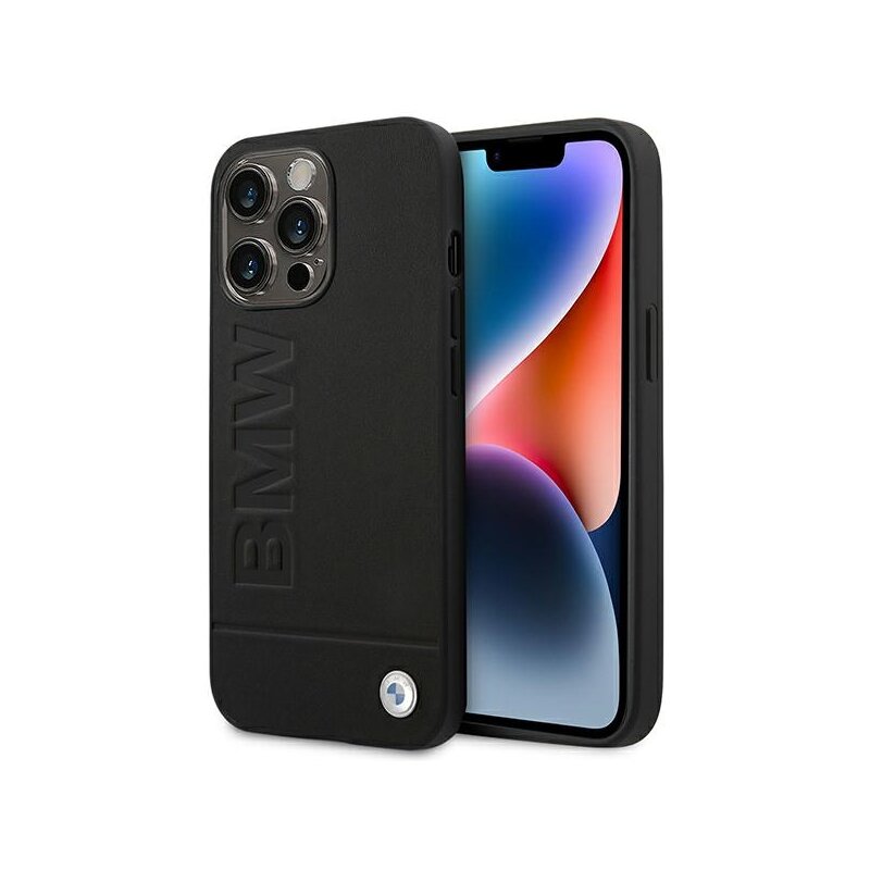 Etui BMW Leather Stamp do Apple iPhone 14 Pro Max Czarny