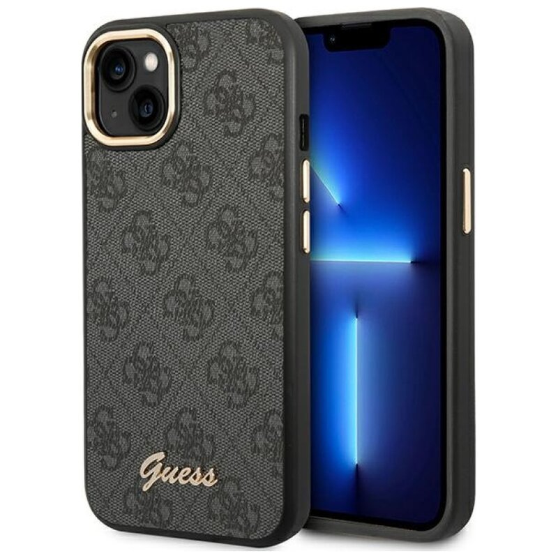 Etui GUESS 4G Vintage Gold Logo do Apple iPhone 14 Plus Czarny