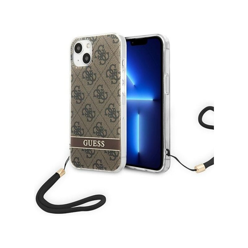 Etui GUESS 4G Print Strap do Apple iPhone 14 Plus Brązowy