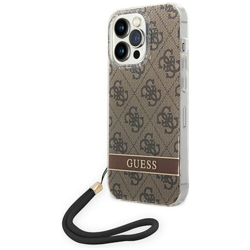Etui GUESS 4G Print Strap do Apple iPhone 14 Pro Brązowy