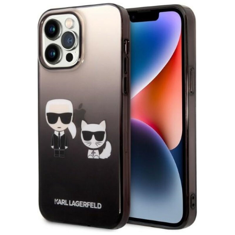 Etui KARL LAGERFELD Gradient Ikonik Karl & Choupette do Apple iPhone 14 Pro Czarny