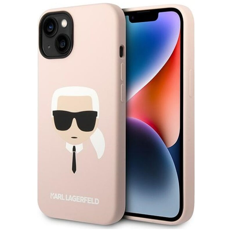 Etui KARL LAGERFELD Silicone Karl's Head do Apple iPhone 14 Plus/15 Plus Różowy