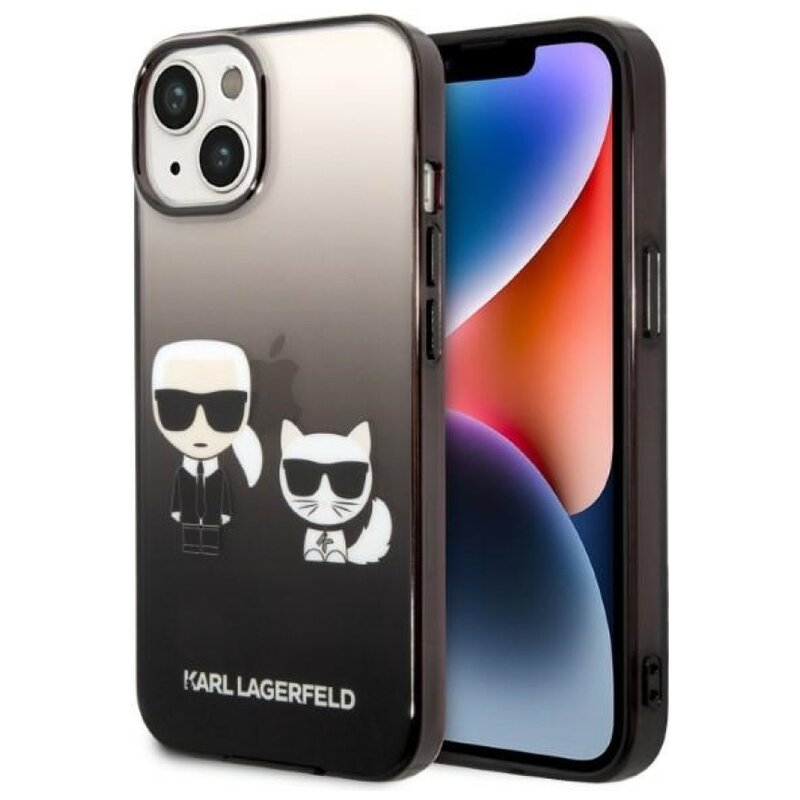 Etui KARL LAGERFELD Gradient Ikonik Karl & Choupette do Apple iPhone 14 Plus/15 Plus Czarny