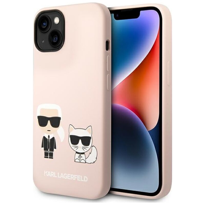 Etui KARL LAGERFELD Silicone Karl & Choupette MagSafe do Apple iPhone 14 Plus/15 Plus Jasnoróżowy